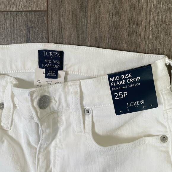 J Crew Mid Rise Petite Flare Crop Stretchy Denim Jeans US Women's 25P New - Picture 5 of 7